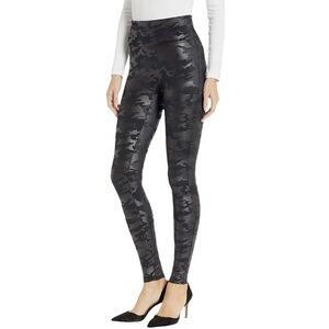 Spanx Faux Leather Camo Leggings Size XS Black/Grey Goth Streetwear Indie